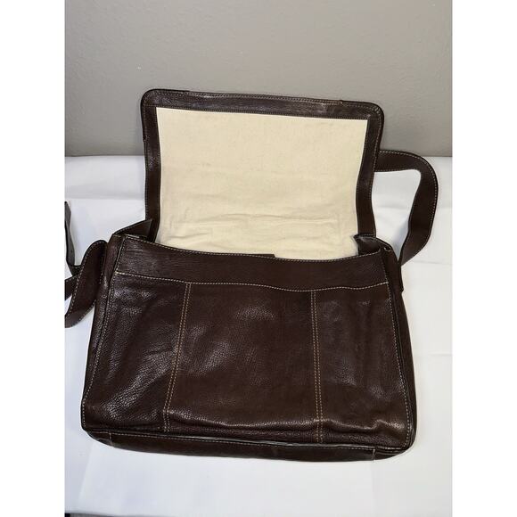 Cole Haan Brown Leather Briefcase Laptop Computer Bag - Picture 9 of 14